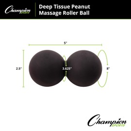 Champion Sports Peanut Massage Ball (5.0”), Black Rubber - Deep Tissue Roller Balls for Increased Mobility - Trigger Point Relief on Feet, Back, Neck, Shoulders - Premium Myofascial Release Tools
