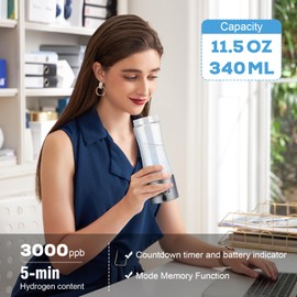 Generador de botellas de agua de hidrógeno con tecnología SPE/PEM, máquina ionizadora portátil de agua H2, 5000PPB, retención de hidrógeno de 6 horas para familiares, amigos, oficina, viajes, deportes
