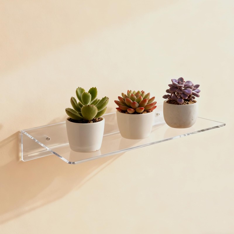NINGWAAN 6 Pack Acrylic Floating Shelves, 12 x 6 inch