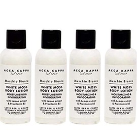 Acca Kappa White Moss Body Lotion Travel Bottles Set of 4 - Hotel Ammenity Collection.