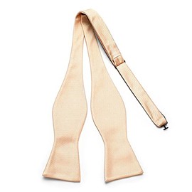 PenSee Mens Exquisite Woven Silk Self Bowtie Solid Plain Bow Ties, (Light Khaki)
