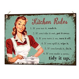 Beenanas Kitchen Rules Quote Sign Wall Art Home Décor Plastic Plaque