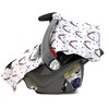 Dear Baby Gear Carseat Canopy, Antlers Floral on White, Black