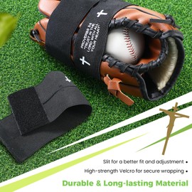 Simgoing Christian Cross Baseball Glove Wrap with Bible Verse Speeds Up Break in Process Baseball & Softball Elastic Mitt Glove Strap Band Keep Pocket Formed Ideal for Players of All Ages(Bible Style)