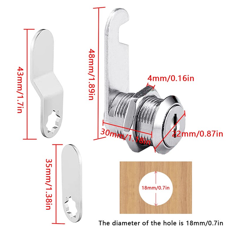 Necygoo Cabinet Locks 8 Packs Drawers Keyed Different Cam Lock