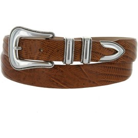 Gareth Italian Calfskin Genuine Leather Designer Dress Belt 1-1/8"(30mm) taper down to 1"(25mm) wide (Lizar Tan, 36)