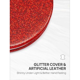 OMIRO 1X/10X Magnifying Compact Mirror with PU Leather, Ultra-Portable for Purses and Travel, Round Red