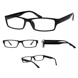 SA106 Mens 90s Classic Narrow Rectangular Black Plastic Rim Dad Eye Glasses