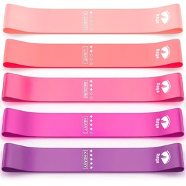 Raganet, Bandas de Resistencia Elasticas, Juego de 5 Ligas de Látex, 5 Tipos de Resistencia, Yoga, Pilates, Fisioterapia, Rehabilitación, Interior y Exterior