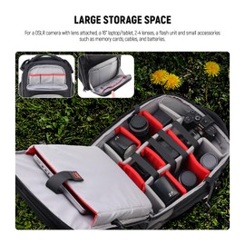 Neewer 2 In 1 Camera Roller Bag with Detachable Shockproof Dividers Retractable Handle Waistband Rain Cover Water Resistant Robust Carry On Backpack for Camera Tripod Flash Lens Laptop, Black, PB027