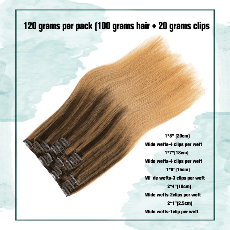 Clip in Hair Extensions 120G 100% Brazilian Remy Human Hair