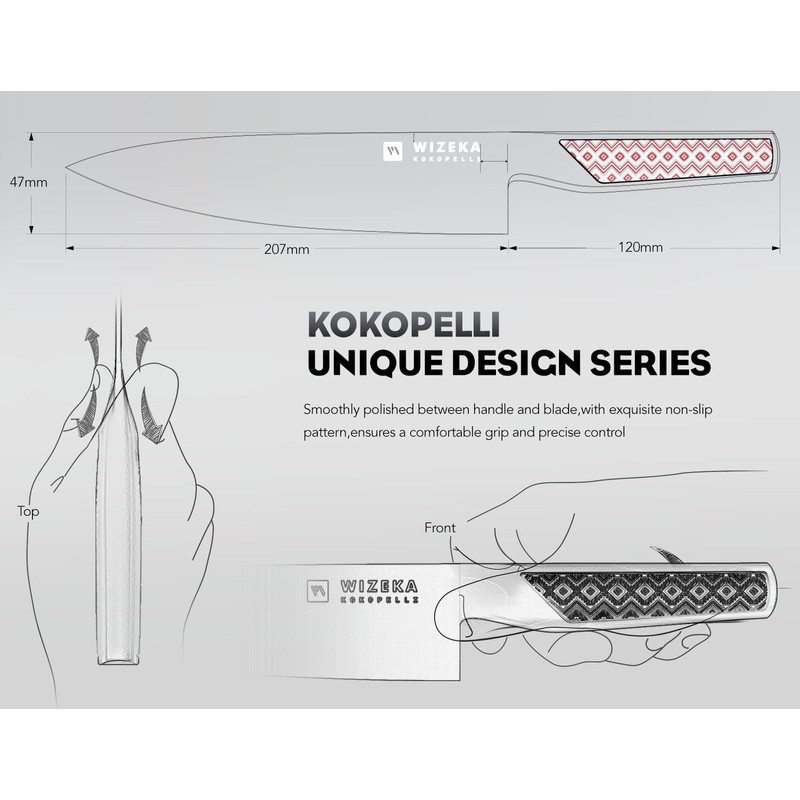 WIZEKA Chef Knife: 8 Inch: Extreme Sharp Kitchen Knife: Full