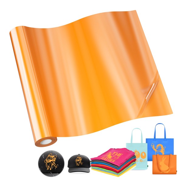 JAVIGA Plotter Film Textile 30.5 cm x 3 m Orange Flex Film Plotter Film Vinyl for Plotter Machine, Iron-On Film for Textiles, DIY T-Shirts & Fabrics, Plotter Accessories, Textile Film Plotter, One
