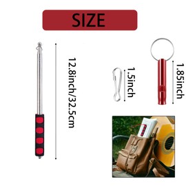 Boliyoooki 2.5 Metre Telescopic Flag Pole, Portable Telescopic Flag Pole Flag Pole Made of Stainless Steel with Non-Slip Handle, Clip and Foldable Pointing Rod for Camping, Travel Guides, Festivals