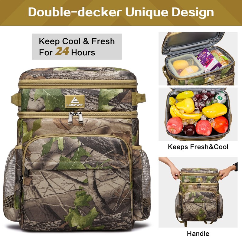 Laripwit 54 Cans Backpack Cooler Insulated Leak-Proof Camo Cooler Backpack