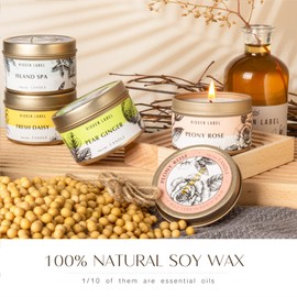 Hidden Label Scented Candles Gifts for Women, Remedy Collection Small Soy Candles 4pack 3.45oz Travel Tin, Gifts for Birthday Valentines Day Mothers Day Christmas(Set1)