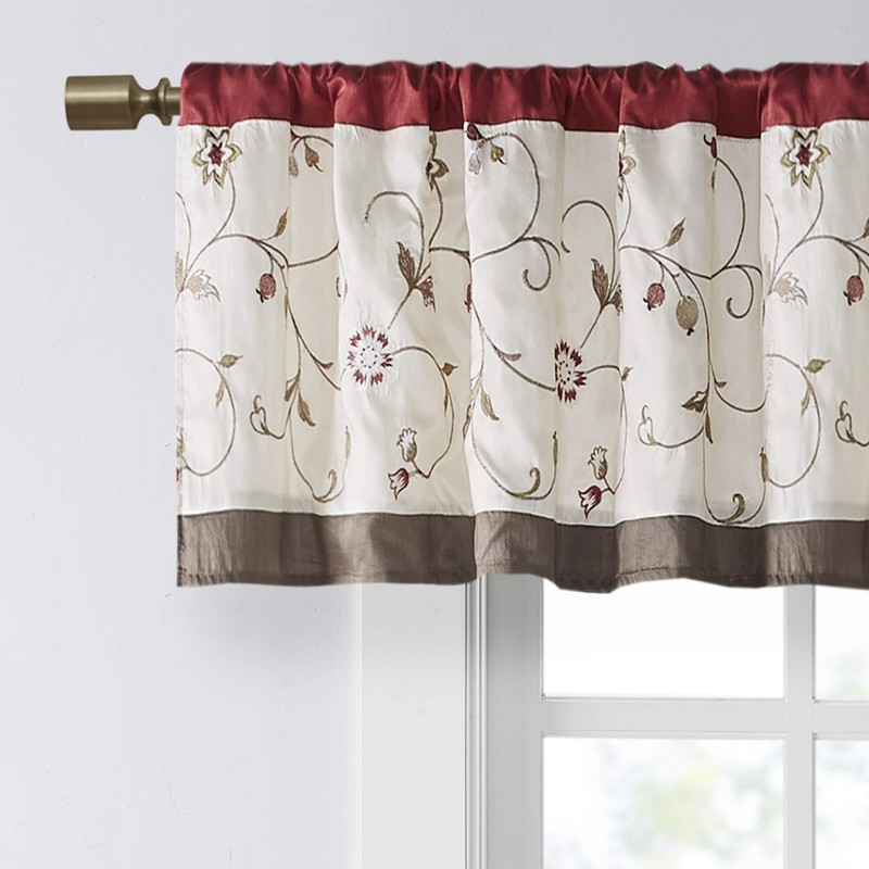 Embroidered Light Filtering Rod Pocket Window Treatment Curtain Window Panel