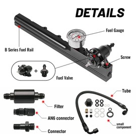 Endxedo Fuel Rail Kit B-Series Swapped Engines with Fuel Pressure Regulator Gauge Fuel Bore Size Fuel Rail Kit