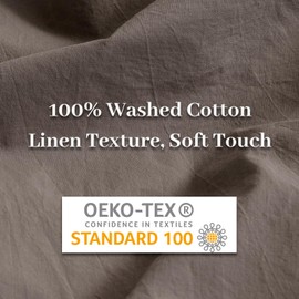 NEXHOME PRO Duvet Cover Set King Size Linen Look Organic Natural 100% Washed Cotton Duvet Cover Linen Cream Grey 3 Pieces Bedding Set with Zipper Closure, Breathable, Lightweight (No Comforter)