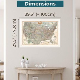 Push Pin Travel Maps - Executive US - Textured White Framed Pin Map for Tracking Your Travels - 27.5" x 39.5" - 8 Handcrafted Frame Options - Made in USA - Ideal for Any Traveler