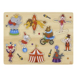 Engelhart - High Quality Wooden Puzzle with Button for Toddlers - Various Designs, Wooden Games for Children and Babies from 2 Years (Circus)