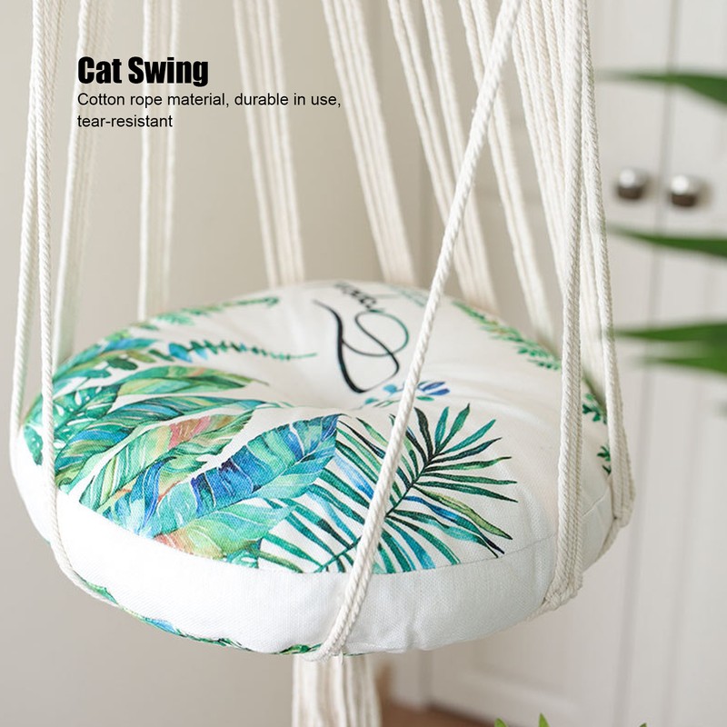 Hanging Swing Hammock HandKnitted Cotton Rope Tapestry Decorations for Cat