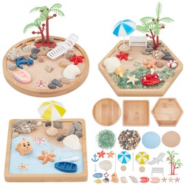 WEBEEDY 3 Sets Miniature Beach Zen Garden Kit Sand Craft Kit Ocean Beach Sandbox Decorations Meditation Mini Zen Garden Accessories for Home Office Desktop Decor Unique Gift
