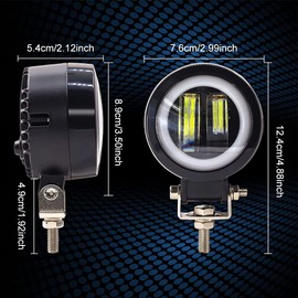 X-STYLE 20W Motorcycle Fog Lamp, Cut Line, White, Squid Ring, LED Work Light, 12 V, 24 V, DC, High Brightness, Waterproof, Long Life, Shock Resistant, Round, Universal Use, Switch Included, Set of 2