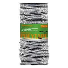 Electric Fence Poly Tape, Heavy-Duty Sure Shock PVC, Electric Fence Tape for Horse, 500ft(152m), 2 Inch, White and Black
