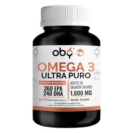 Omega 3 Ultra Puro | 120 Sofgels con 1300mg de Aceite De Salmon Salvaje Premium | Alto EPA Y DHA como Trigliceridos | Libre de Metales Pesados con Certificados Internacionales | Tecnologia SIN Sabor SIN Olor