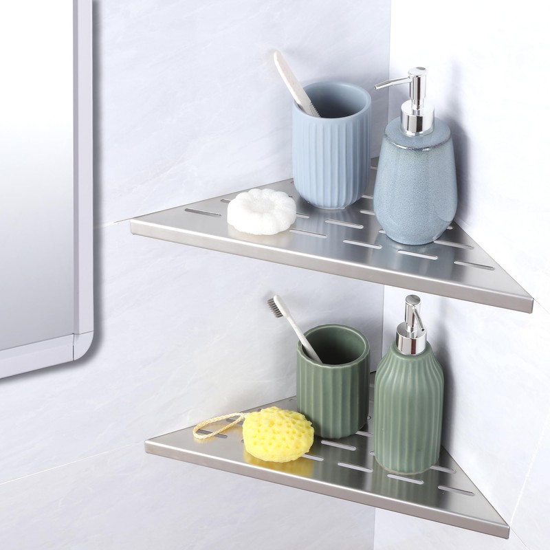 Xiarnotogi 12" Corner Shower Shelf, 2-Pack Bathroom Shelves for Tile