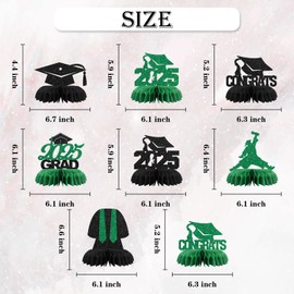 2025 Grad Table Honeycomb Centerpieces Decorations - Glitter 8 Pcs Class of 2025 Graduation Party Table Toppers Decor - Congrats Grad - Graduation Party Decoration Supplies