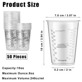 50 Pieces Epoxy Resin Mixing Cup, 240 ml Multipurpose Paint Mixing Cup, Reusable Measuring Cup with Scale, for Liquids, Paints, Pigments, Cooking