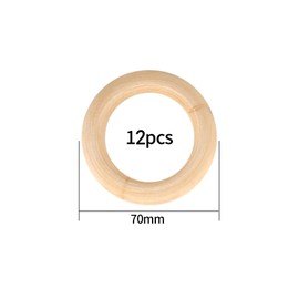 12 Pcs Natural Wooden Rings, 70mm Unfinished Wood Rings, Wooden Loops Rings Pendant Connectors for DIY Arts and Crafts, Jewellery Making, Home Decor Wooden Ring Pendant Connectors