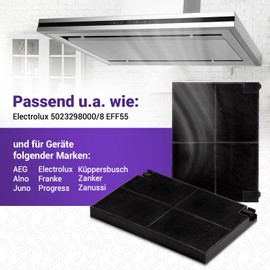 Viоks.pro 2x Carbon Filters for Cooker Hoods 225 x 155 mm Replacement for Electrolux 9029800621 EFF55 AEG 50232980008 Bauknecht 482000026511 Indesit C00043058 Activated Carbon Filter Cooker Hood