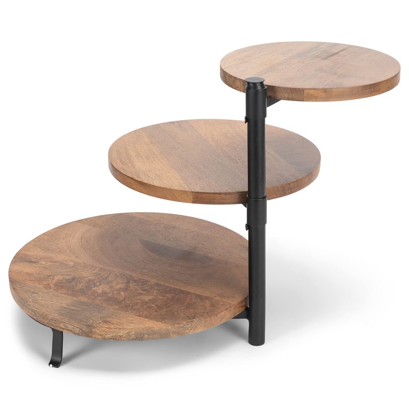 Demdaco Natural Brown 3-Tiered 12.5 x 13 Mango Wood and