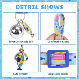 KOOLTAIL Breakaway Cat Collar with Removable Bow Tie and Bell,3 Pack Fancy Cute Safety Buckle Kitten Collars with Charm Pendant, Adjustable Soft Pet Collars for Kitty Boys Girls Small Cats, Blue