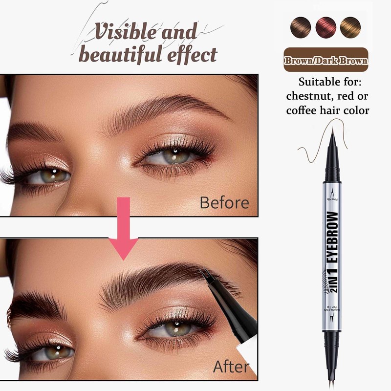Eyebrow Pen 2-in-1 - Magic Eyebrow Pencil Dual-Ended - Microblading
