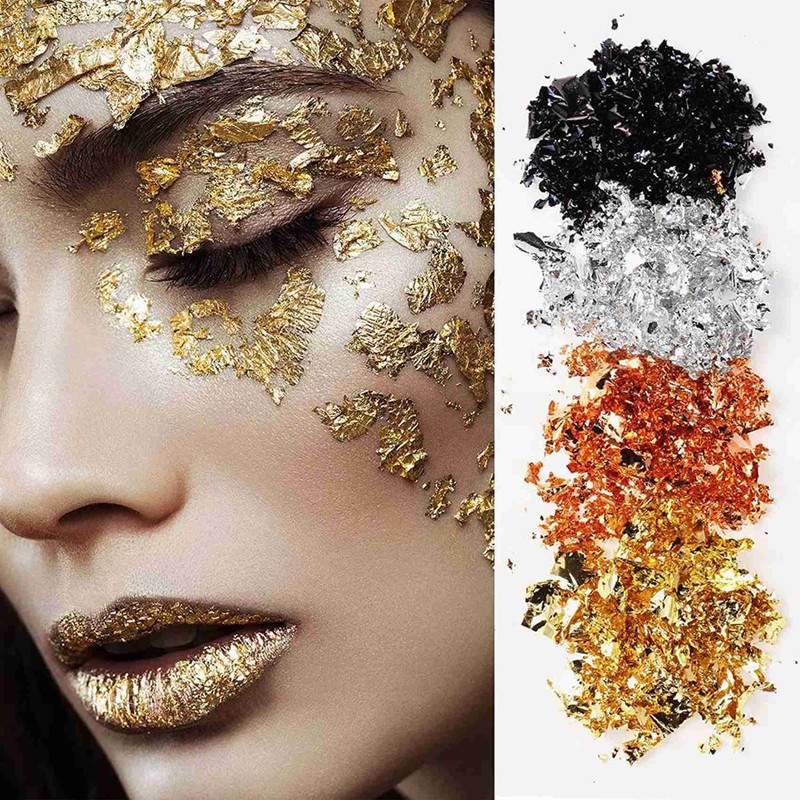 800Pcs Imitation Gold Silver Copper Foil Leaf Flake Gilding Sheets