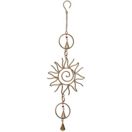 Sunset Vista Designs Windchimes - Handcrafted Metal Wire Swirl Sun with Bells Windchime for Outdoors, 26" Long, Antique Gold