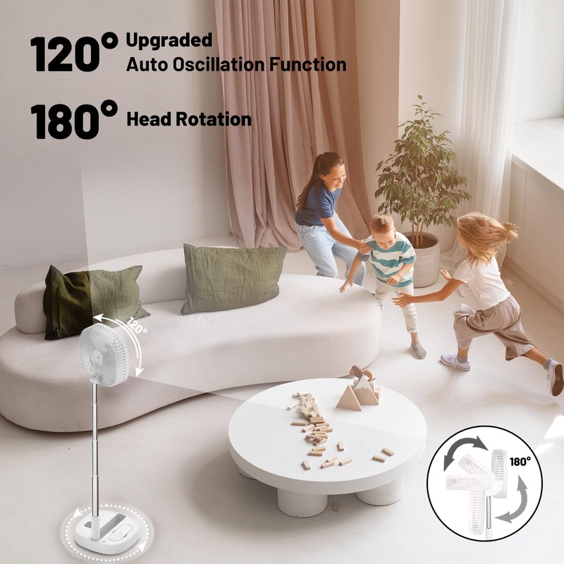 Dhenrio Portable Oscillating Pedestal Fan with Romote, 4 Speed 120°