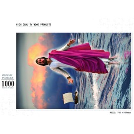 Jesus Christ Walking on Water of The Sea of Galilee Jigsaw Puzzles for Adults 1000 Pieces Wooden Puzzle Thick and Durable Puzzle DIY Home Decor
