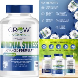 Natural Factors GROW VITAMIN Stress-Relax Adrenal Serenity,90 Vegetarian Capsules