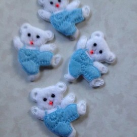White Bear DIE CUTS - WHITE FUZZY BABY BOY BEAR - BLUE JEANS - 3D THICK PILLOW BEAR 4pcs