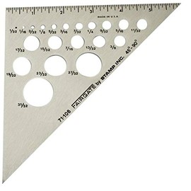 Fairgate 6" 45/90 Aluminum Triangle Rule with 20 Circles 71-106
