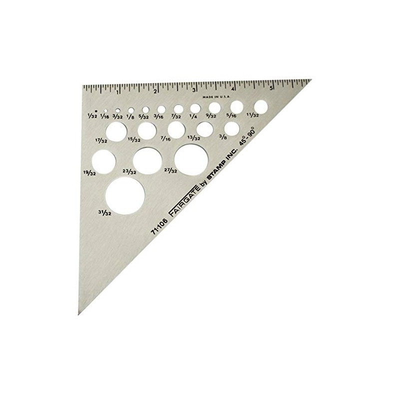 Fairgate 6" 45/90 Aluminum Triangle Rule with 20 Circles 71-106