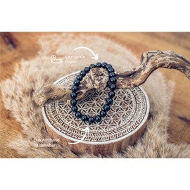 Lebensquelle Plus Schörl Ball Bracelet | 8 mm Beads | 19 cm Stretchy Bracelet Black Tourmaline, Gemstone, Tourmaline