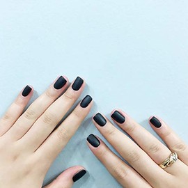 Collection-nanosky Polished Sand, Black, 24 Pieces, Cute Elegant Nail Jewelry, False Nails, Coming-of-Age Ceremony