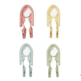 ALLVD Folding Hanger, Portable Hanger, Travel Hanger, 4 Colors, 4 Clips, Foldable, Portable, Lightweight, Multi-functional, Space-saving, Scandinavian Color, Convenient for Travel, Business Trips,
