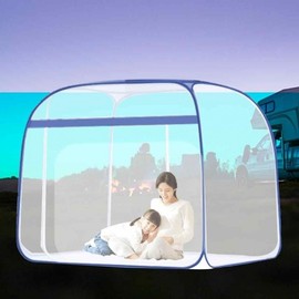One-Touch Square Mosquito Net Bed for Summer with Bottom Large Queen (2-3 Person)